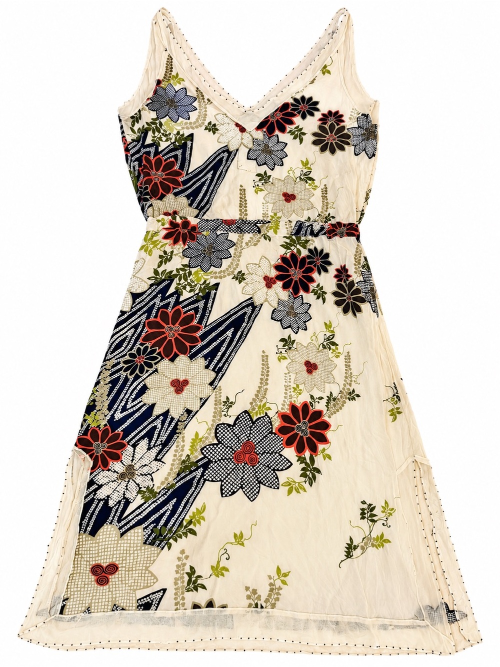 Burning Torch Floral Boho V-Neck Sleeveless Dress Size Small